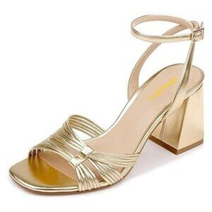 Women's Open Square Toe Heeled Sandals Cross Ankle Strap Chunky Block Heels